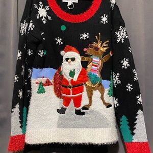 Celebrate Together 3D Santa Dressed  Winter Christmas Sweater XS